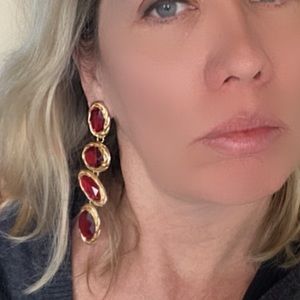 Bold and beautiful statement earrings. Brand new. Red and gold.